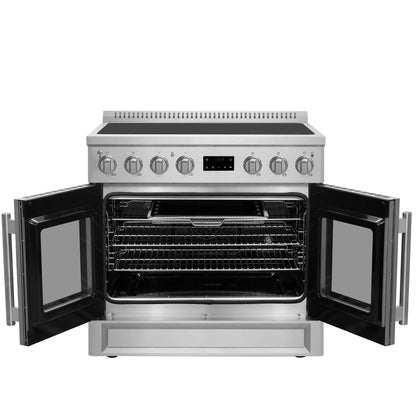 Forno Torino cuisinière à induction 36 pouces à double porte française avec friteuse à air et four à convection véritable - Forno Appliances