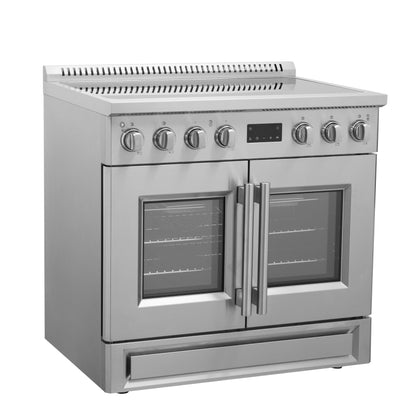 Cuisinière à induction Forno Torino de 36 pouces avec porte française, friteuse à air et four à convection véritable - Forno Appliances