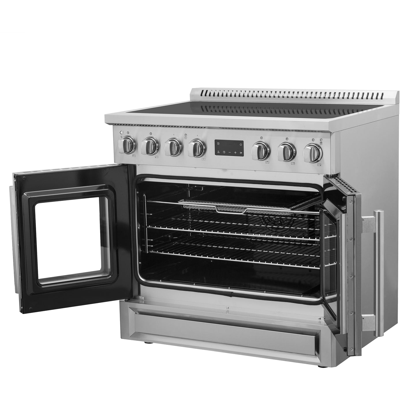 Cuisinière à induction Forno Torino de 36 pouces avec porte française, friteuse à air et four à convection véritable - Forno Appliances