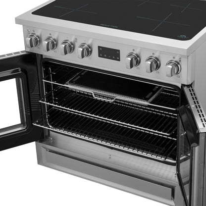 Cuisinière à induction Forno Torino de 36 pouces avec portes françaises, friteuse à air et vrai four à convection - Forno Appliances