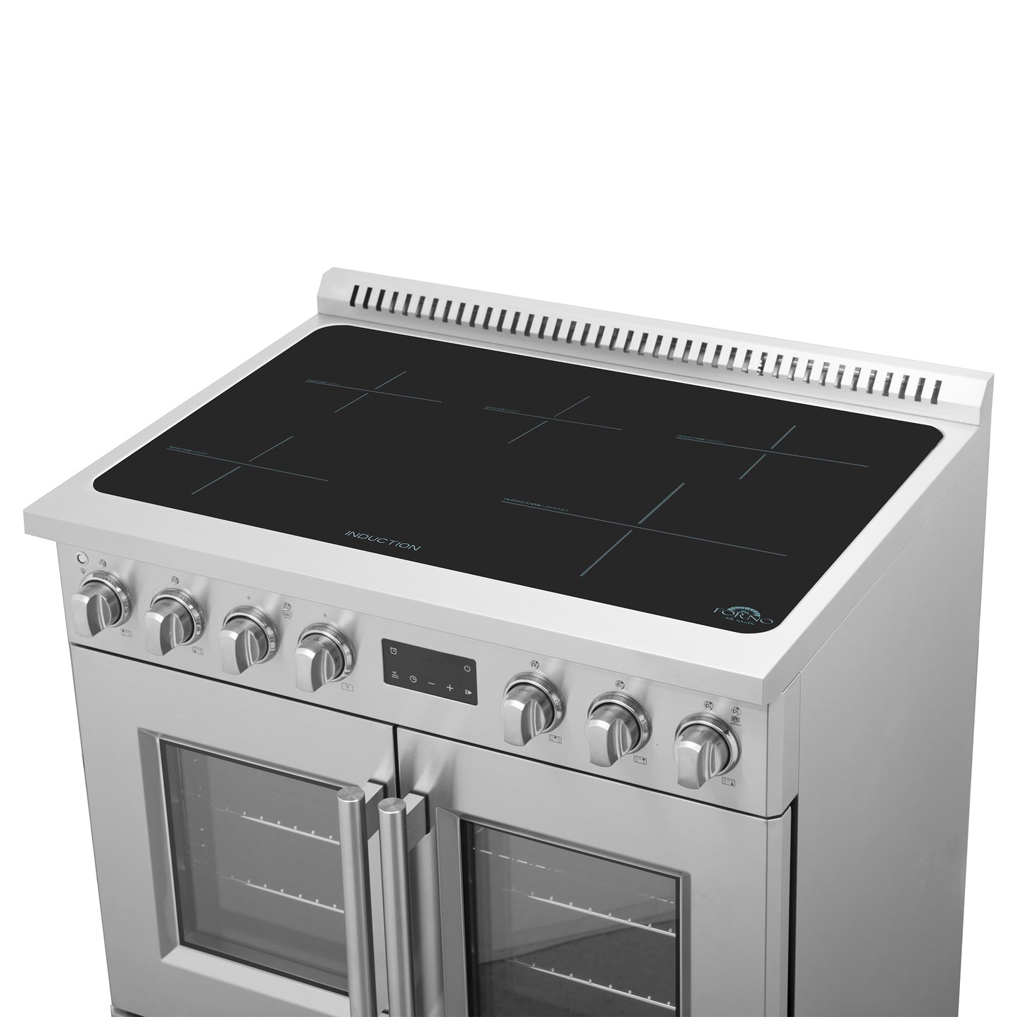 Forno Torino cuisinière à induction 36 pouces à double porte française avec air fryer et four à vraie convection - Forno Appliances