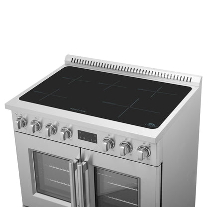 Forno Torino cuisinière à induction 36 pouces à double porte française avec air fryer et four à vraie convection - Forno Appliances