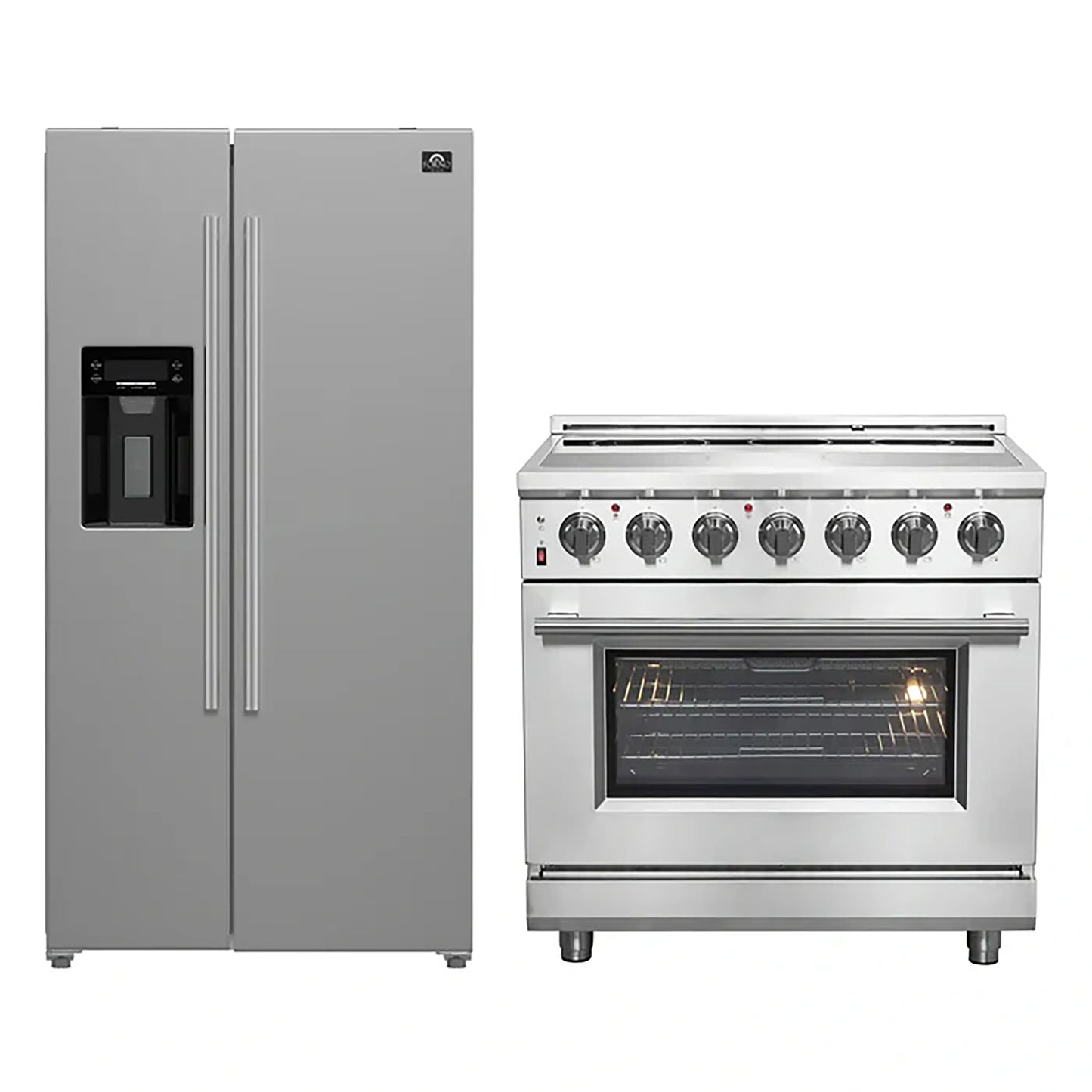 FORNO 2-Piece SS Kitchen Bundle - 36" Electric Range and 36" Bottom Freezer Refrigerator - Forno Appliances