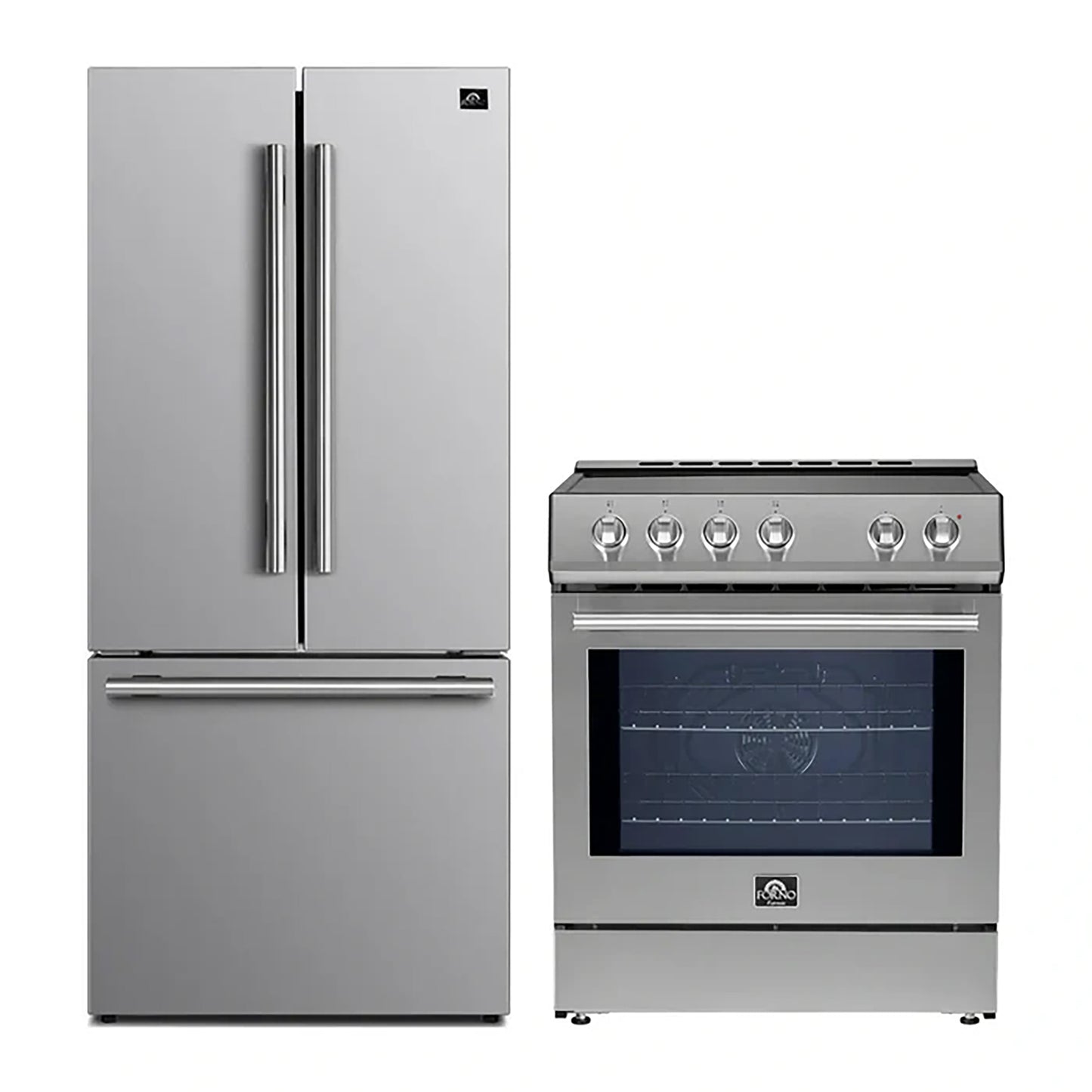 FORNO 2-Piece SS Kitchen Bundle - 30" Induction Range and 31" Bottom Freezer Refrigerator - Forno Appliances