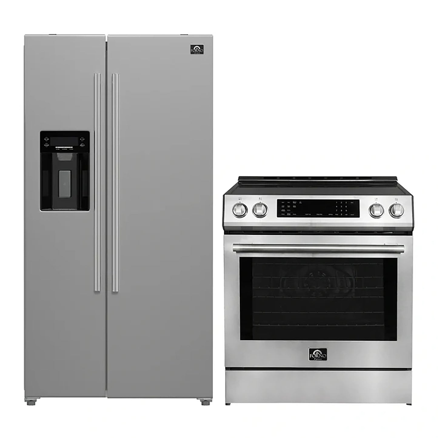 FORNO 2-Piece SS Kitchen Bundle - 30" Induction Range and 36" Bottom Freezer Refrigerator - Forno Appliances