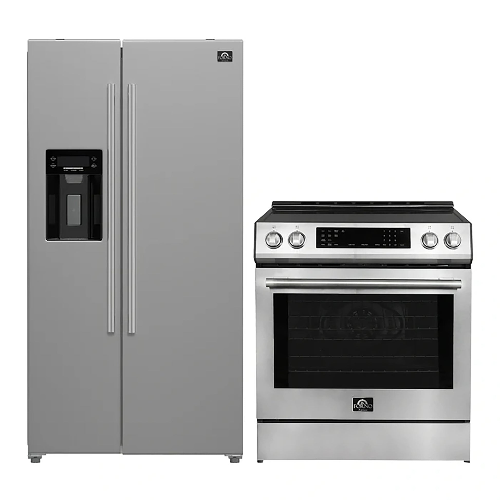 FORNO 2-Piece SS Kitchen Bundle - 30" Induction Range and 36" Bottom Freezer Refrigerator - Forno Appliances