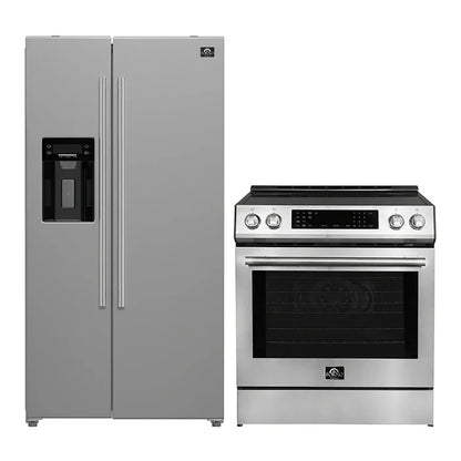 FORNO 2-Piece SS Kitchen Bundle - 30" Induction Range and 36" Bottom Freezer Refrigerator - Forno Appliances