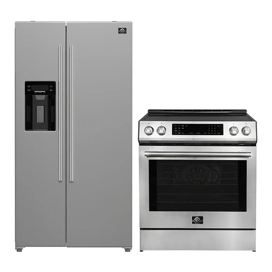 FORNO 2-Piece SS Kitchen Bundle - 30" Induction Range and 36" Bottom Freezer Refrigerator - Forno Appliances