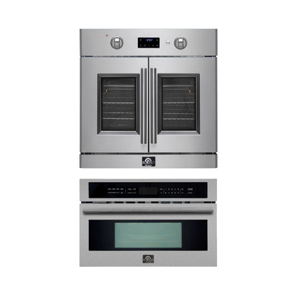 FORNO 2-Piece Kitchen Bundle - 30" Stainless Steel Single Wall (1333-30) Oven, 30" Stainless Steel Microwave (3093-30) - Forno Appliances