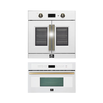 FORNO 2-Piece Kitchen Bundle - 30" White Single Wall Oven (1333-30), 30" White Microwave (3093-30) - Forno Appliances