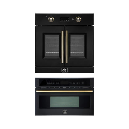 FORNO 2-Piece Kitchen Bundle - 30" Black Single Wall Oven (1333-30), 30" Black Microwave (3093-30) - Forno Appliances