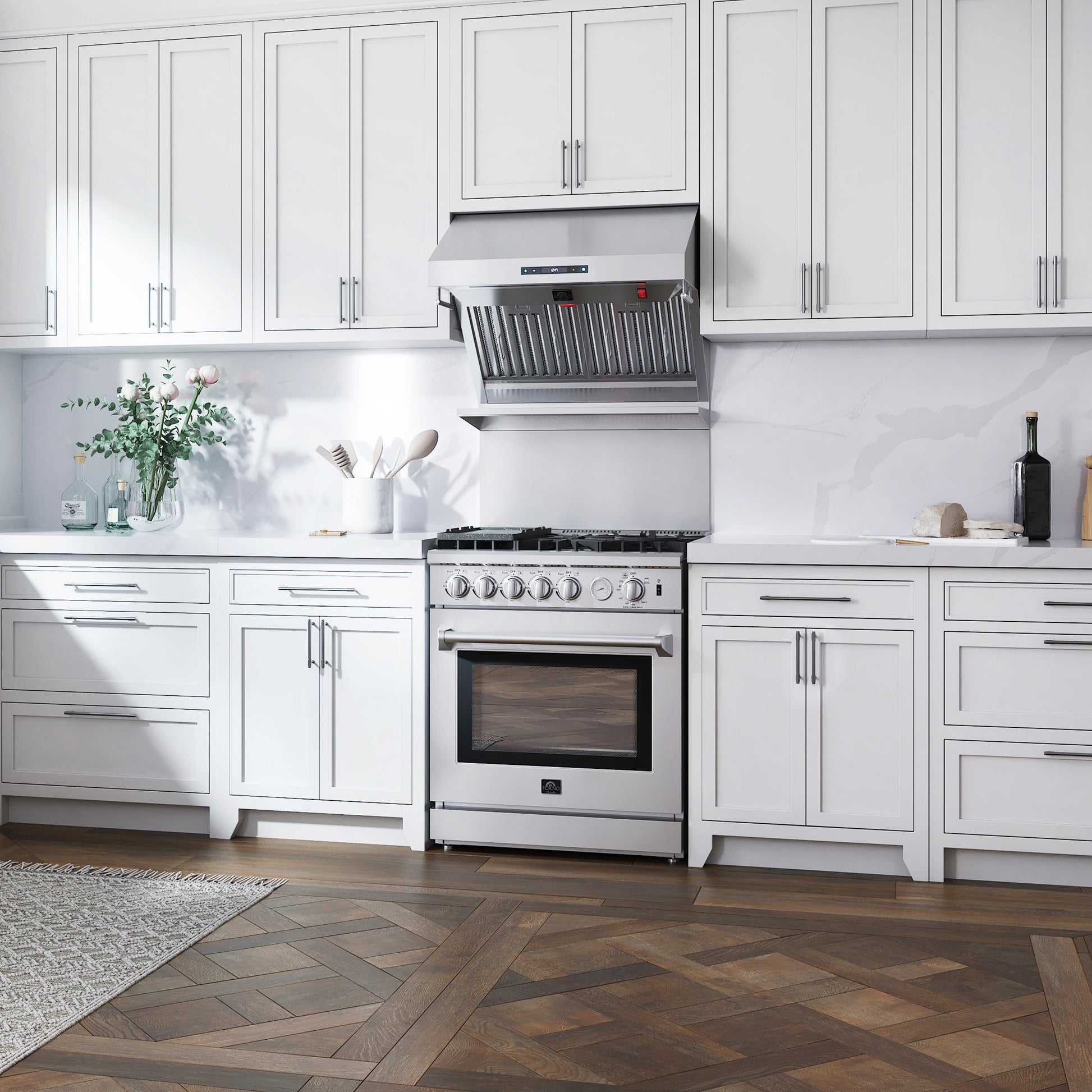 Forno Savona 30-Inch Wall Mount Range Hood, Baffle Filters, Backsplash Included - Forno Appliances