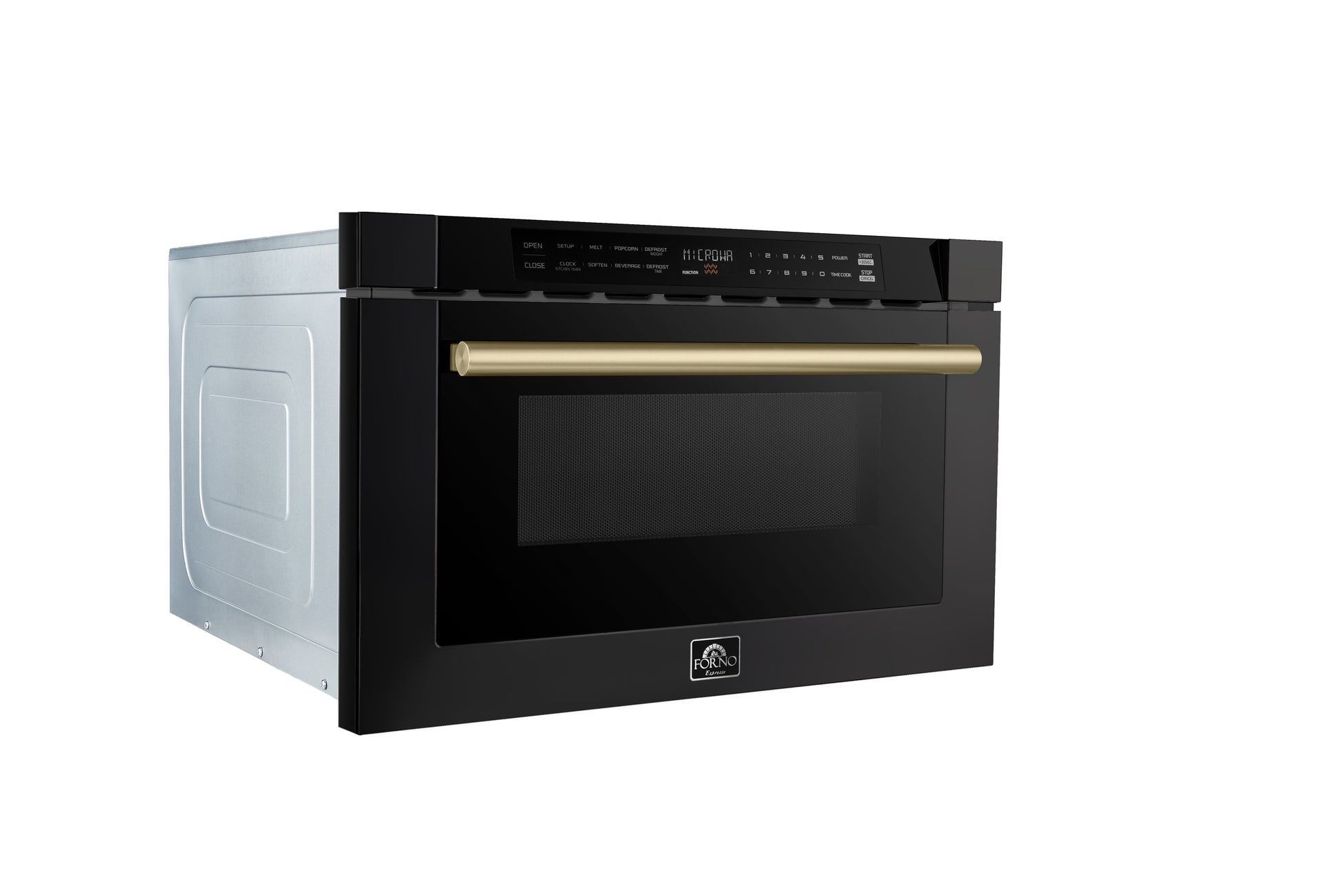 Forno Capoliveri Espresso 24-Inch Microwave Drawer, Black, 1.2 cu.ft, 1500 Watts, Built-In, Touch Control LCD Display, Auto-Touch Open/Close, 11 Power Levels, Sensor Cooking - Forno Appliances