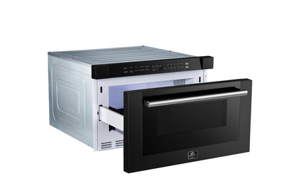 Forno Capoliveri Espresso 24-Inch Microwave Drawer, Black, 1.2 cu.ft, 1500 Watts, Built-In, Touch Control LCD Display, Auto-Touch Open/Close, 11 Power Levels, Sensor Cooking - Forno Appliances