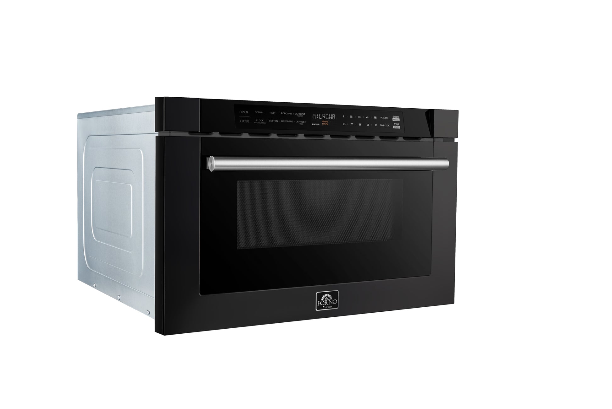 Forno Capoliveri Espresso 24-Inch Microwave Drawer, Black, 1.2 cu.ft, 1500 Watts, Built-In, Touch Control LCD Display, Auto-Touch Open/Close, 11 Power Levels, Sensor Cooking - Forno Appliances