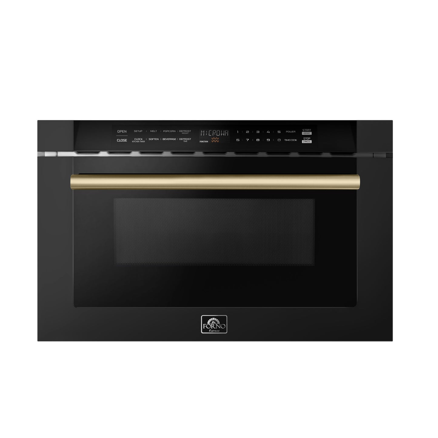 Forno Capoliveri Espresso 24-Inch Microwave Drawer, Black, 1.2 cu.ft, 1500 Watts, Built-In, Touch Control LCD Display, Auto-Touch Open/Close, 11 Power Levels, Sensor Cooking - Forno Appliances
