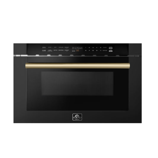 Forno Capoliveri Espresso 24-Inch Microwave Drawer, Black, 1.2 cu.ft, 1500 Watts, Built-In, Touch Control LCD Display, Auto-Touch Open/Close, 11 Power Levels, Sensor Cooking - Forno Appliances