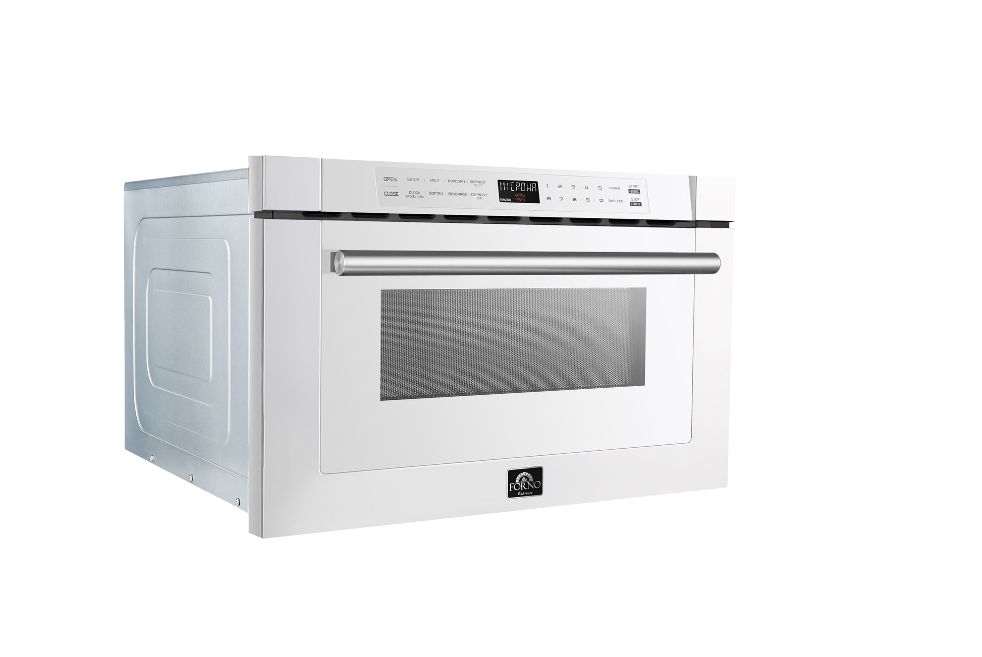 Forno Capoliveri Espresso 24-Inch Microwave Drawer, White, 1.2 cu.ft, 1500 Watts, Built-In, Touch Control LCD Display, Auto-Touch Open/Close, 11 Power Levels, Sensor Cooking - Forno Appliances