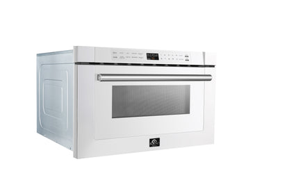 Forno Capoliveri Espresso 24-Inch Microwave Drawer, White, 1.2 cu.ft, 1500 Watts, Built-In, Touch Control LCD Display, Auto-Touch Open/Close, 11 Power Levels, Sensor Cooking - Forno Appliances