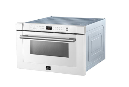 Forno Capoliveri Espresso 24-Inch Microwave Drawer, White, 1.2 cu.ft, 1500 Watts, Built-In, Touch Control LCD Display, Auto-Touch Open/Close, 11 Power Levels, Sensor Cooking - Forno Appliances