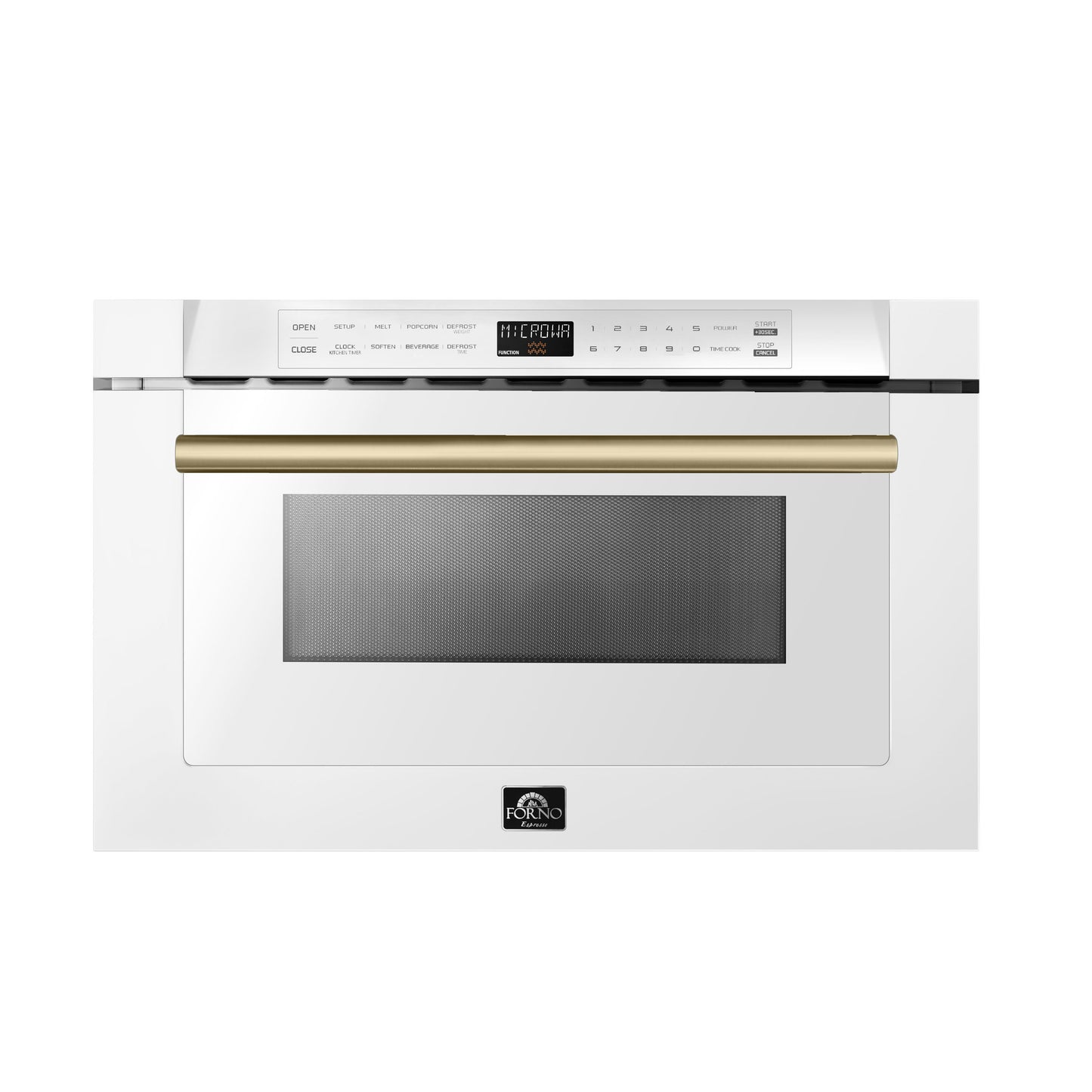 Forno Capoliveri Espresso 24-Inch Microwave Drawer, White, 1.2 cu.ft, 1500 Watts, Built-In, Touch Control LCD Display, Auto-Touch Open/Close, 11 Power Levels, Sensor Cooking - Forno Appliances