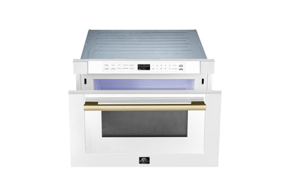 Forno Capoliveri Espresso 24-Inch Microwave Drawer, White, 1.2 cu.ft, 1500 Watts, Built-In, Touch Control LCD Display, Auto-Touch Open/Close, 11 Power Levels, Sensor Cooking - Forno Appliances