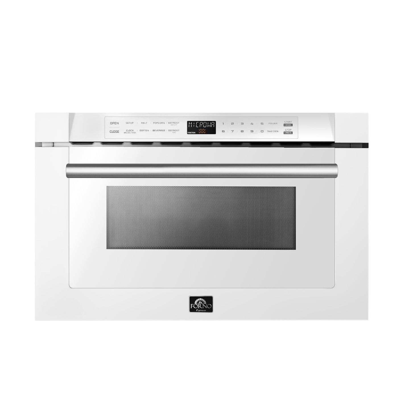 Forno Capoliveri Espresso 24-Inch Microwave Drawer, White, 1.2 cu.ft, 1500 Watts, Built-In, Touch Control LCD Display, Auto-Touch Open/Close, 11 Power Levels, Sensor Cooking - Forno Appliances