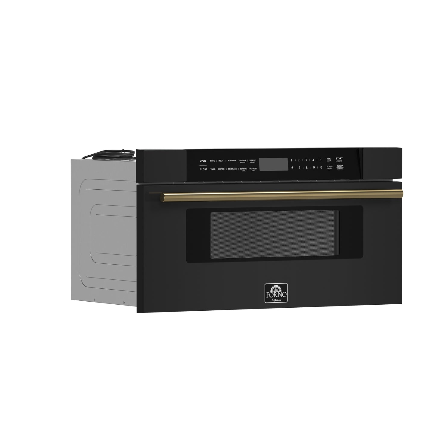 Forno Capoliveri Espresso 30-Inch Microwave Drawer, Black, 1.2 cu.ft, 1500 Watts, Built-In, Touch Control LCD Display, Auto-Touch Open/Close, 11 Power Levels, Sensor Cooking - Forno Appliances