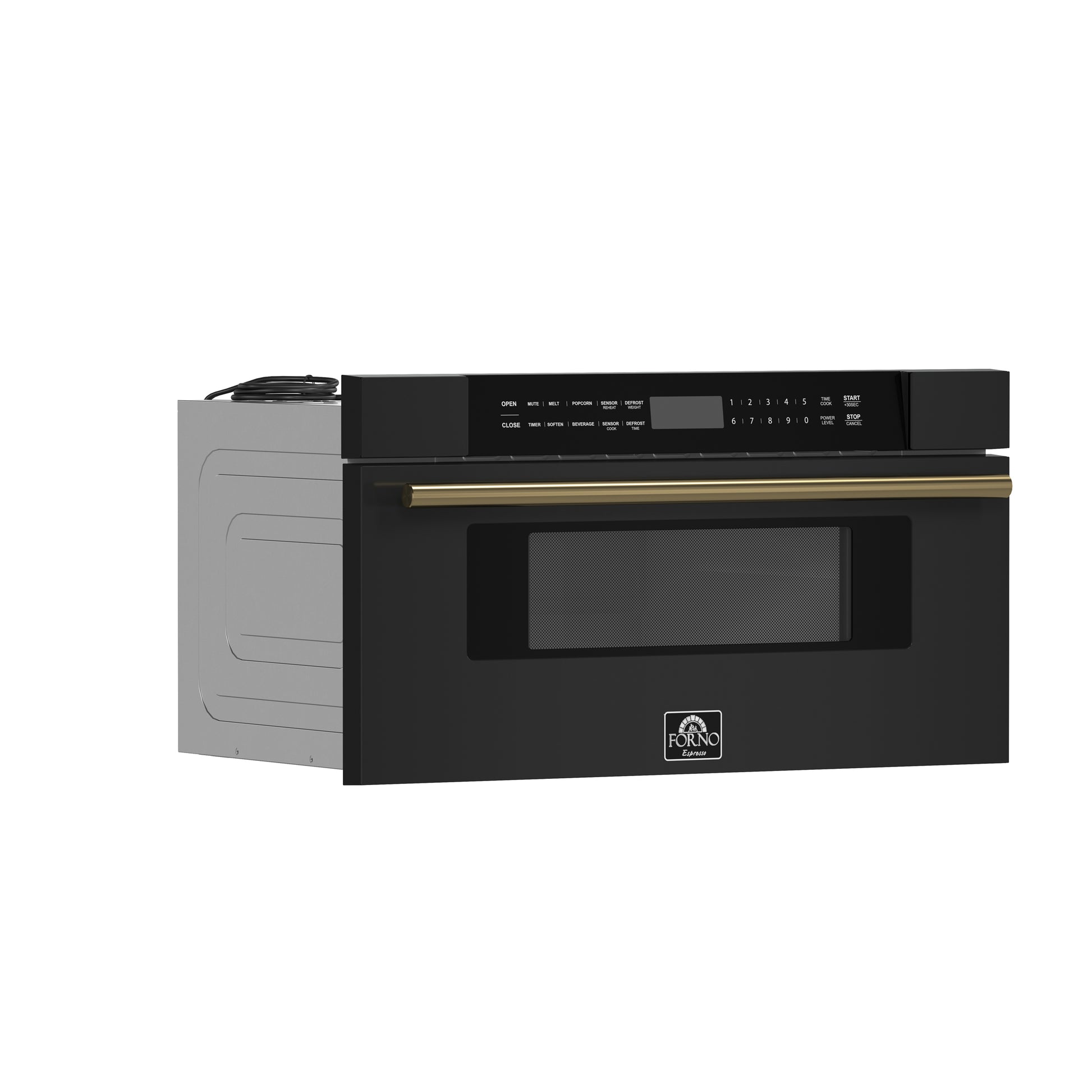 Forno Capoliveri Espresso 30-Inch Microwave Drawer, Black, 1.2 cu.ft, 1500 Watts, Built-In, Touch Control LCD Display, Auto-Touch Open/Close, 11 Power Levels, Sensor Cooking - Forno Appliances