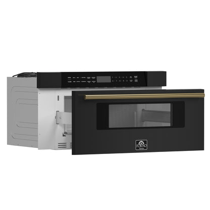 Forno Capoliveri Espresso 30-Inch Microwave Drawer, Black, 1.2 cu.ft, 1500 Watts, Built-In, Touch Control LCD Display, Auto-Touch Open/Close, 11 Power Levels, Sensor Cooking - Forno Appliances