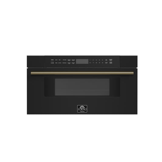 Forno Capoliveri Espresso 30-Inch Microwave Drawer, Black, 1.2 cu.ft, 1500 Watts, Built-In, Touch Control LCD Display, Auto-Touch Open/Close, 11 Power Levels, Sensor Cooking - Forno Appliances