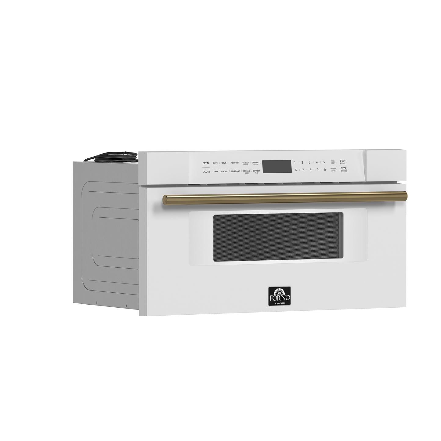 Forno Capoliveri Espresso 30-Inch Microwave Drawer, White, 1.2 cu.ft, 1500 Watts, Built-In, Touch Control LCD Display, Auto-Touch Open/Close, 11 Power Levels, Sensor Cooking - Forno Appliances