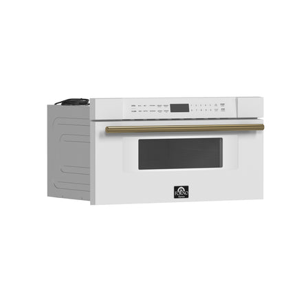 Forno Capoliveri Espresso 30-Inch Microwave Drawer, White, 1.2 cu.ft, 1500 Watts, Built-In, Touch Control LCD Display, Auto-Touch Open/Close, 11 Power Levels, Sensor Cooking - Forno Appliances