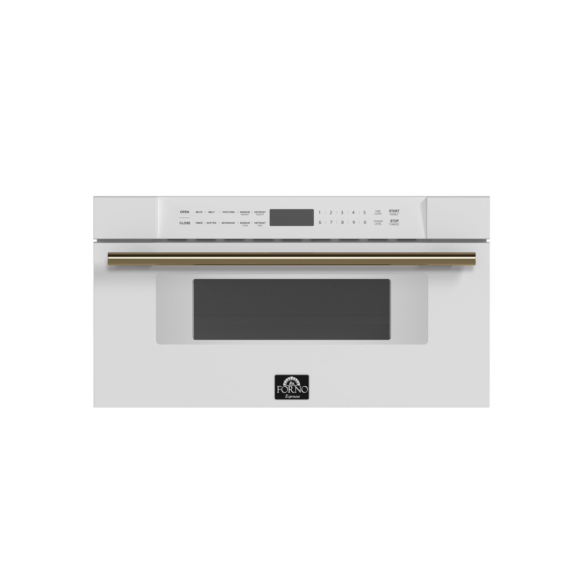 Forno Capoliveri Espresso 30-Inch Microwave Drawer, White, 1.2 cu.ft, 1500 Watts, Built-In, Touch Control LCD Display, Auto-Touch Open/Close, 11 Power Levels, Sensor Cooking - Forno Appliances