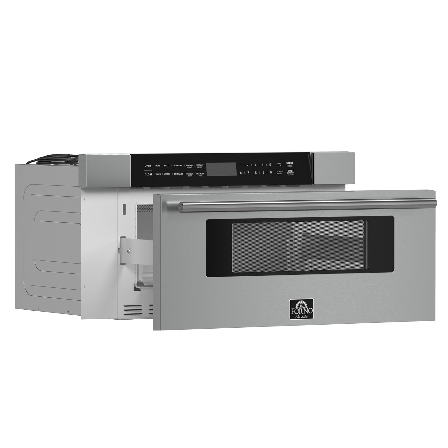 Forno Capoliveri 30-Inch Microwave Drawer, Stainless Steel, 1.2 cu.ft, 1500 Watts, Built-In, Touch Control LCD Display, Auto-Touch Open/Close, 11 Power Levels, Sensor Cooking - Forno Appliances