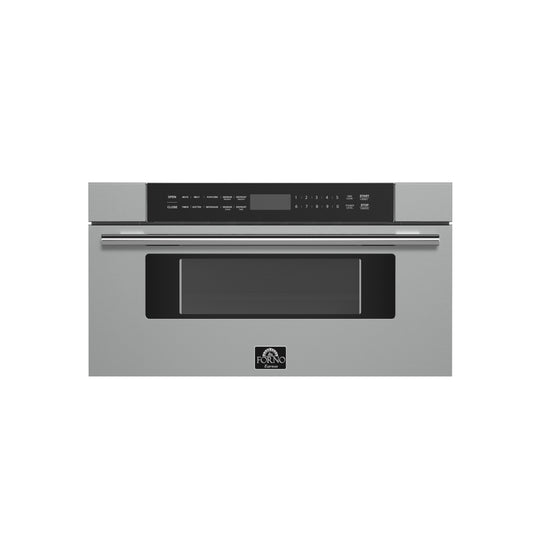 Forno Capoliveri 30-Inch Microwave Drawer, Stainless Steel, 1.2 cu.ft, 1500 Watts, Built-In, Touch Control LCD Display, Auto-Touch Open/Close, 11 Power Levels, Sensor Cooking - Forno Appliances
