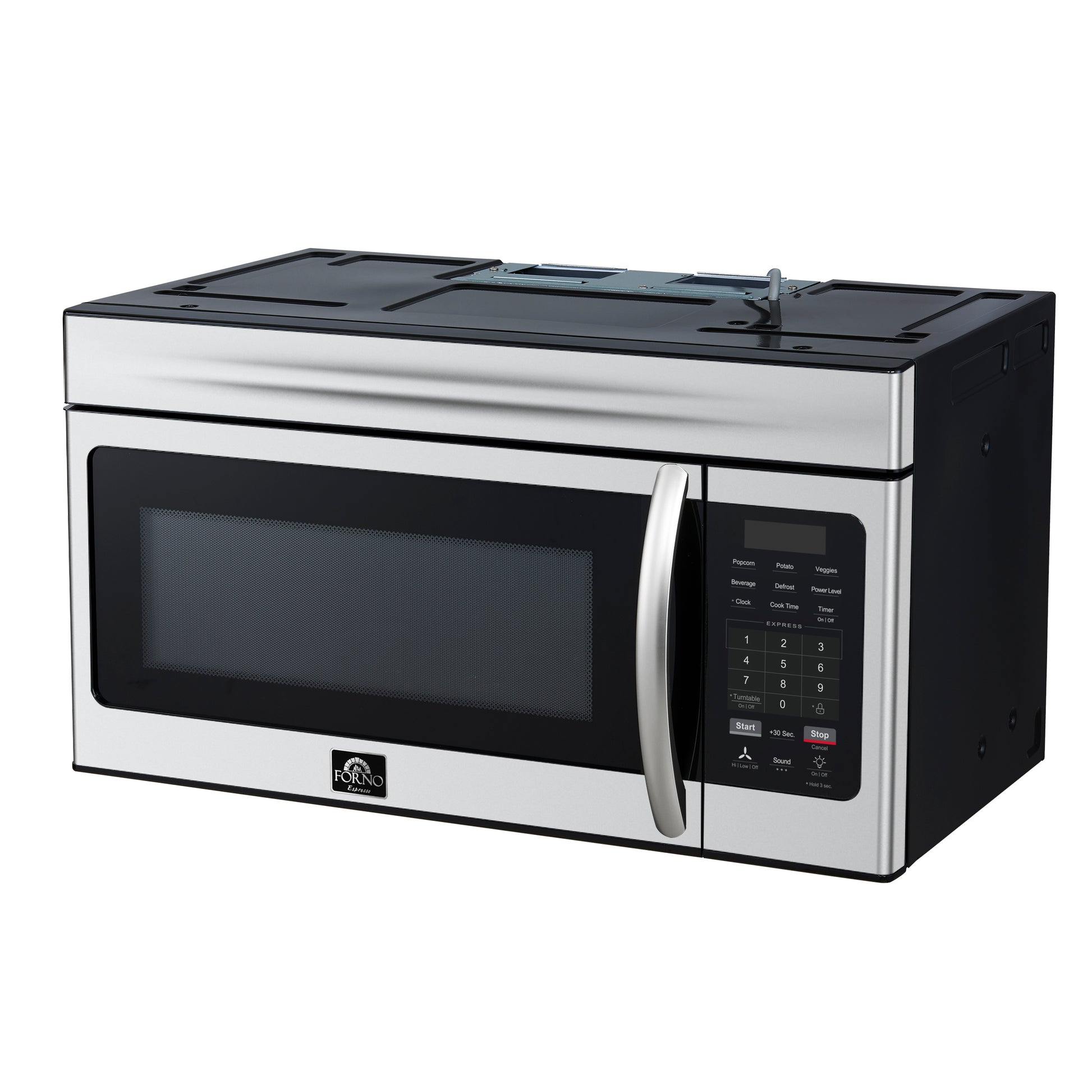Forno Scalo 30-Inch Over the Range Microwave, Stainless Steel – 1.6 cu.ft, 300 CFM Vent, Touch Control, LED Light - Forno Appliances