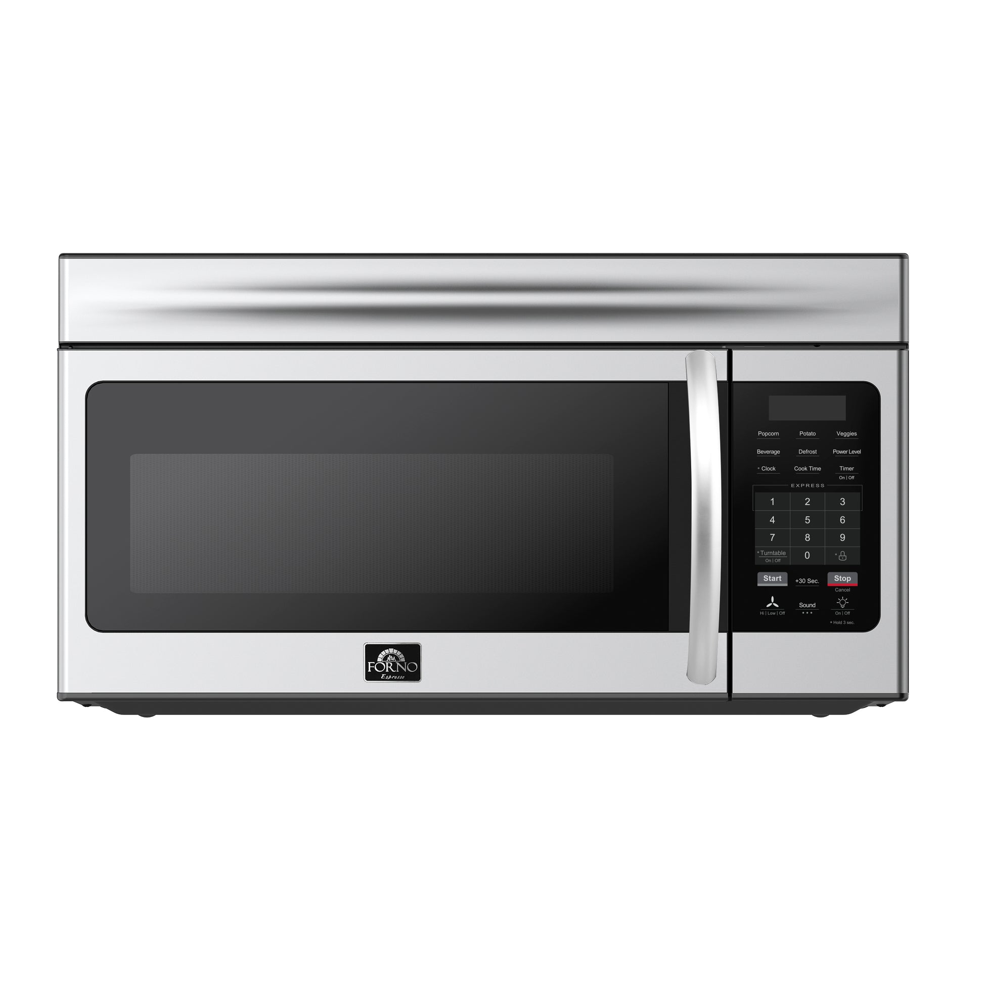 Forno Scalo 30-Inch Over the Range Microwave, Stainless Steel – 1.6 cu.ft, 300 CFM Vent, Touch Control, LED Light - Forno Appliances