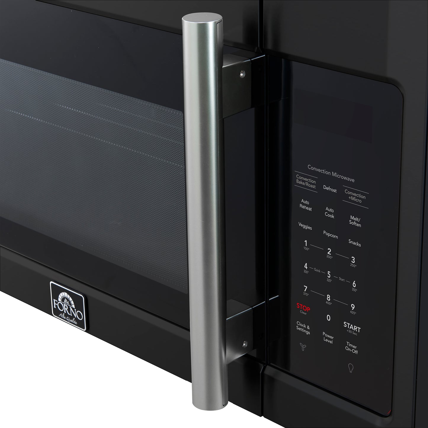 Forno Fornace 30-Inch Over the Range Convection Microwave, Black – 1.5 cu.ft, 300 CFM Vent, Touch Control, LED Light - Forno Appliances