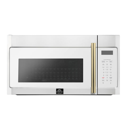 Forno Fornace 30-Inch Over the Range Convection Microwave, White – 1.5 cu.ft, 300 CFM Vent, Touch Control, LED Light - Forno Appliances