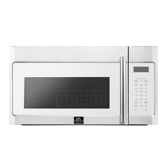 Forno Fornace 30-Inch Over the Range Convection Microwave, White – 1.5 cu.ft, 300 CFM Vent, Touch Control, LED Light - Forno Appliances