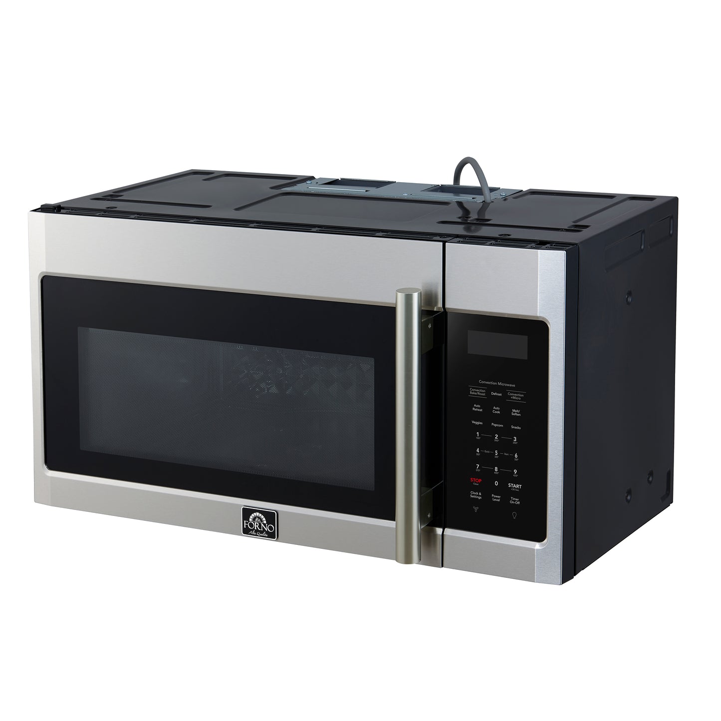 Forno Fornace 30-Inch Over the Range Convection Microwave, Stainless Steel – 1.5 cu.ft, 300 CFM Vent, Touch Control, LED Light - Forno Appliances