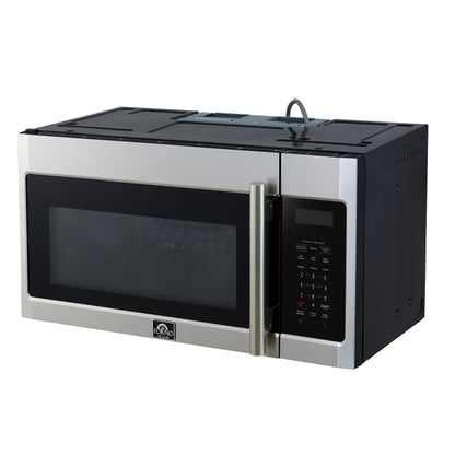 Forno Fornace 30-Inch Over the Range Convection Microwave, Stainless Steel – 1.5 cu.ft, 300 CFM Vent, Touch Control, LED Light - Forno Appliances