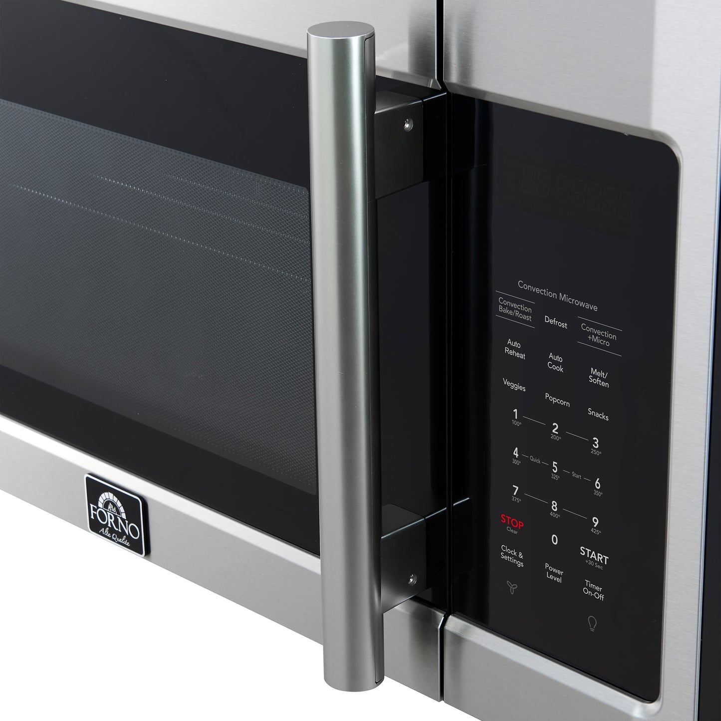 Forno Fornace 30-Inch Over the Range Convection Microwave, Stainless Steel – 1.5 cu.ft, 300 CFM Vent, Touch Control, LED Light - Forno Appliances