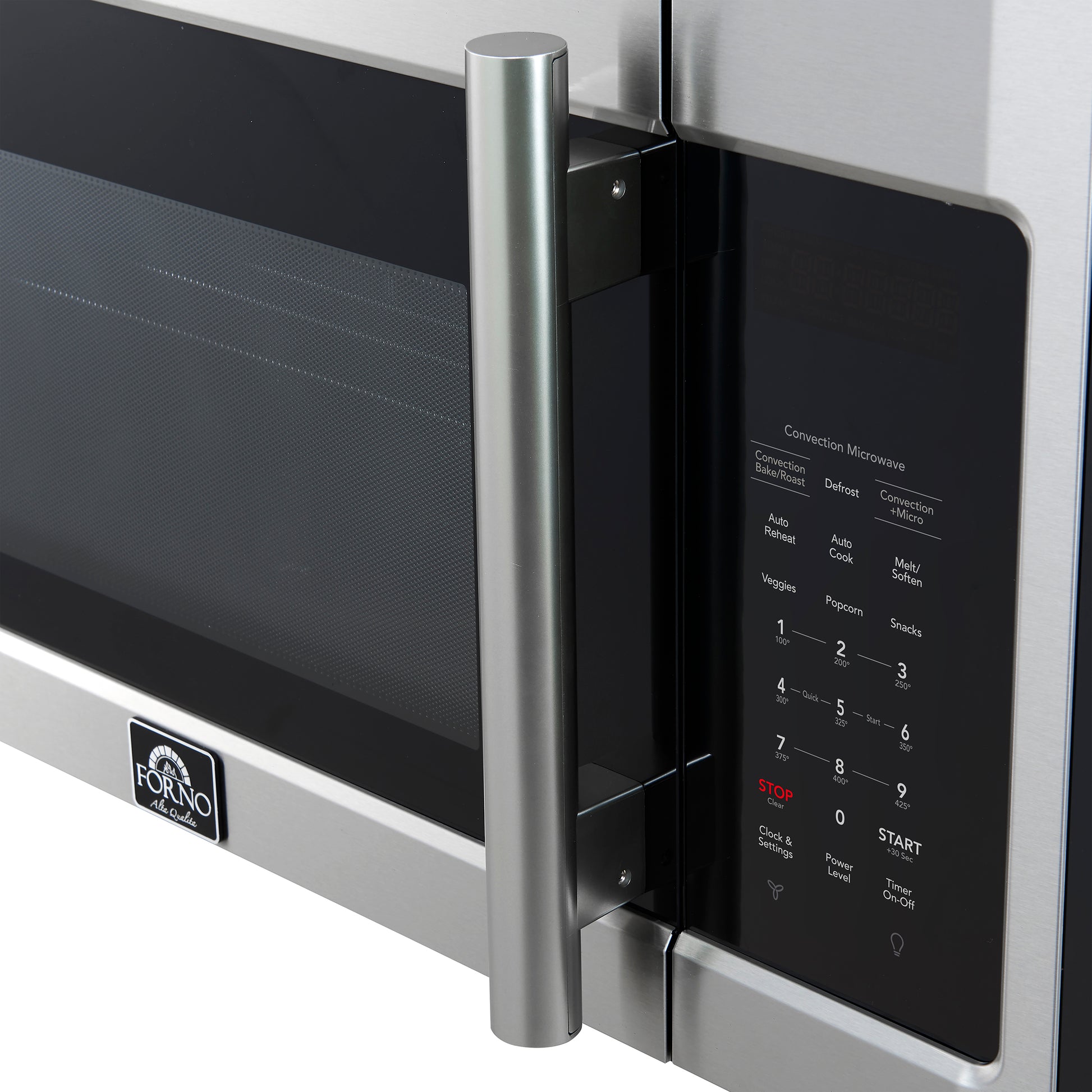 Forno Fornace 30-Inch Over the Range Convection Microwave, Stainless Steel – 1.5 cu.ft, 300 CFM Vent, Touch Control, LED Light - Forno Appliances