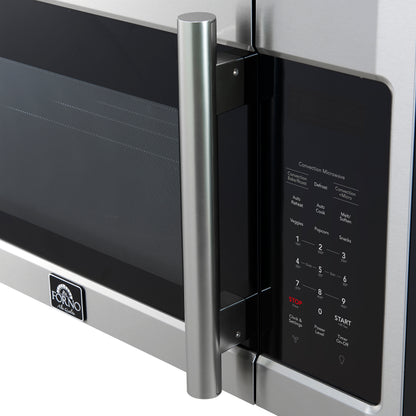 Forno Fornace 30-Inch Over the Range Convection Microwave, Stainless Steel – 1.5 cu.ft, 300 CFM Vent, Touch Control, LED Light - Forno Appliances