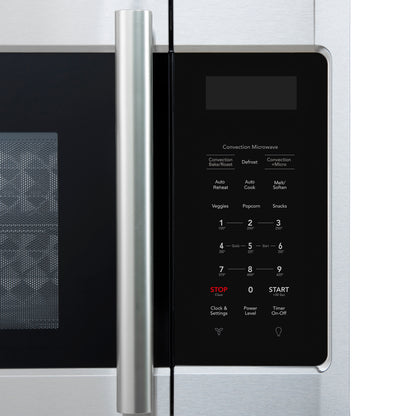 Forno Fornace 30-Inch Over the Range Convection Microwave, Stainless Steel – 1.5 cu.ft, 300 CFM Vent, Touch Control, LED Light - Forno Appliances