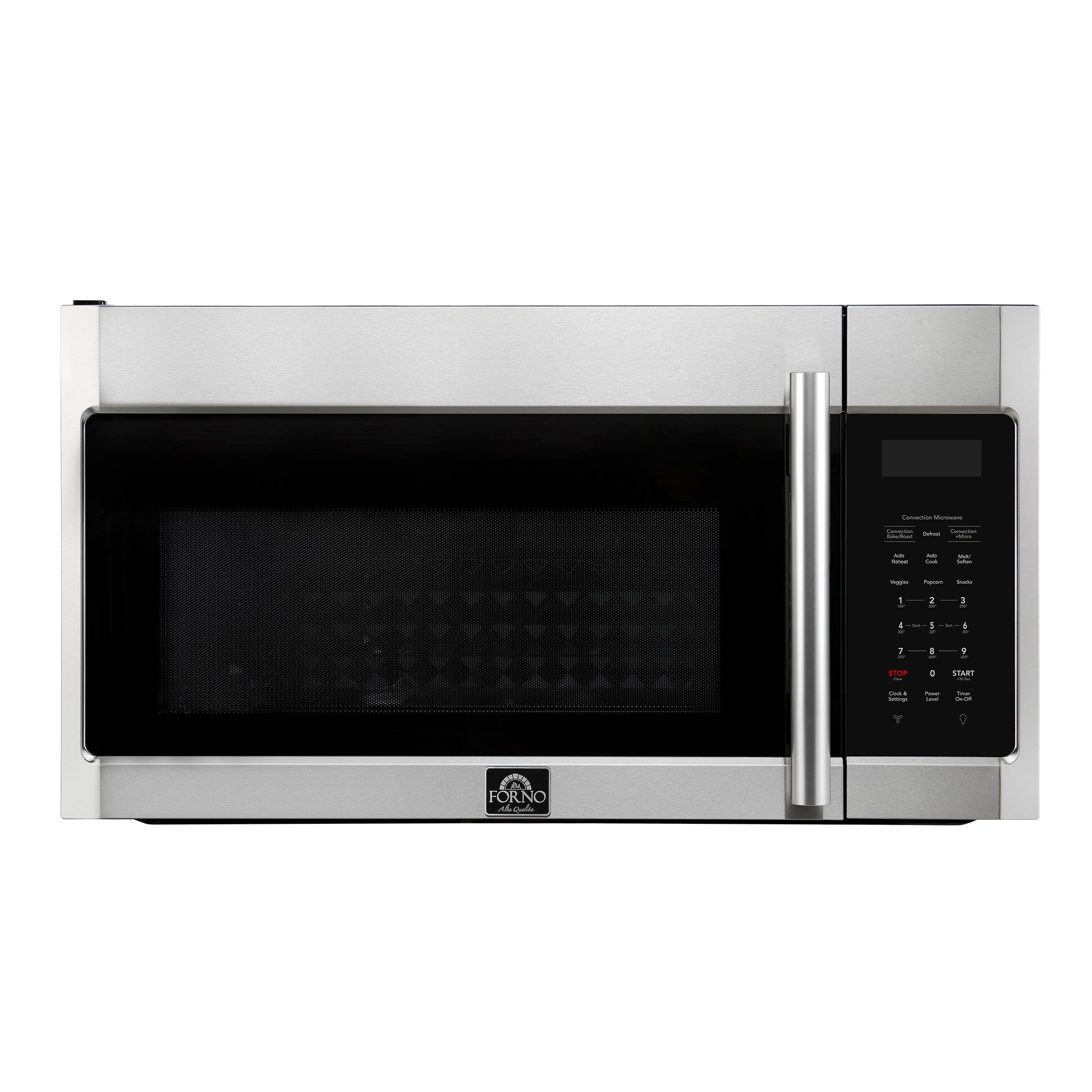 Forno Fornace 30-Inch Over the Range Convection Microwave, Stainless Steel – 1.5 cu.ft, 300 CFM Vent, Touch Control, LED Light - Forno Appliances