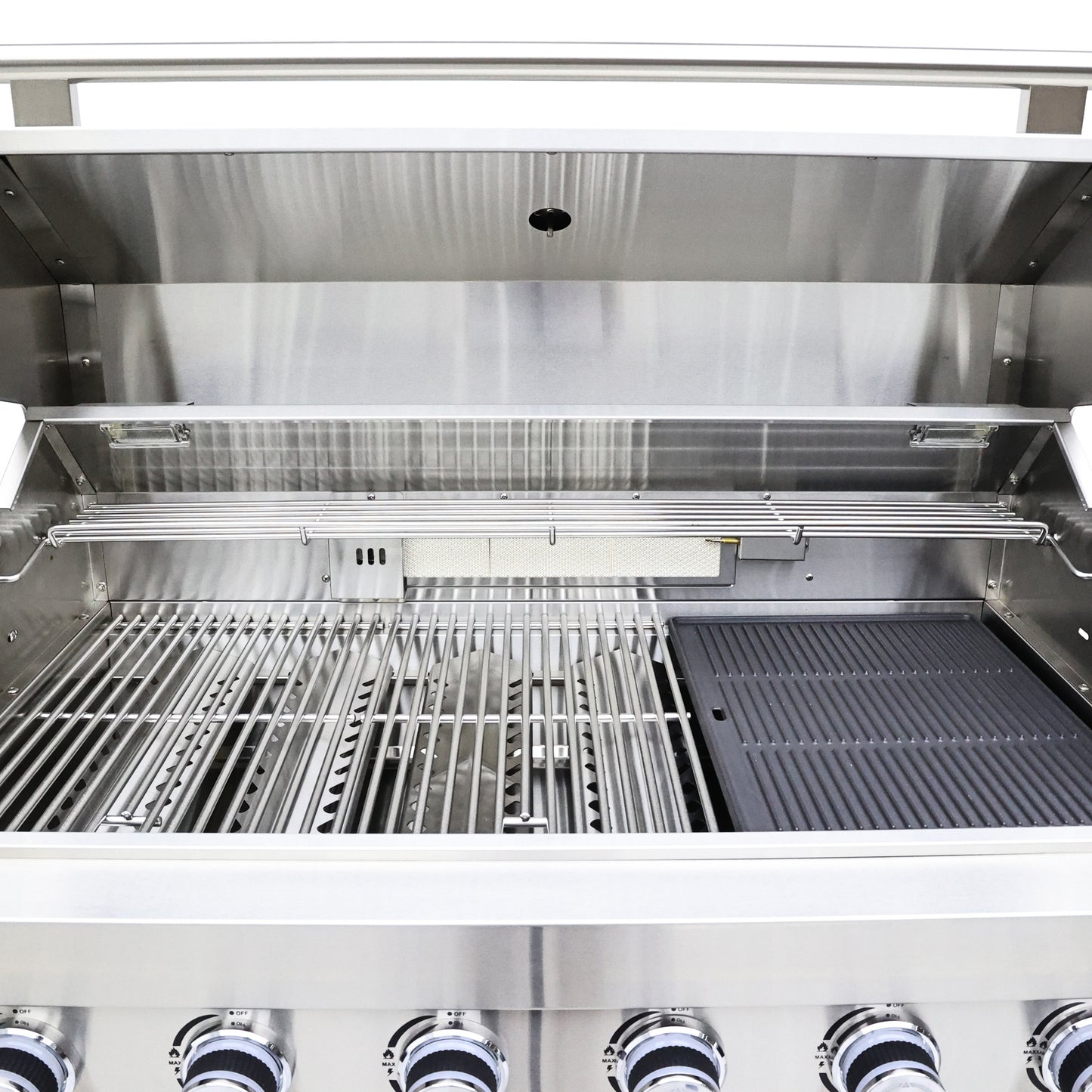 FORNO Bulnes 40-Inch BBQ, 95,000 BTU, 5 Burners, Sear & Rotisserie Infrared with Side Burner, Stainless Steel Outdoor Kitchen with 1.8 cu.ft. Beverage Center & White Sintered Stone Countertops - Forno Appliances