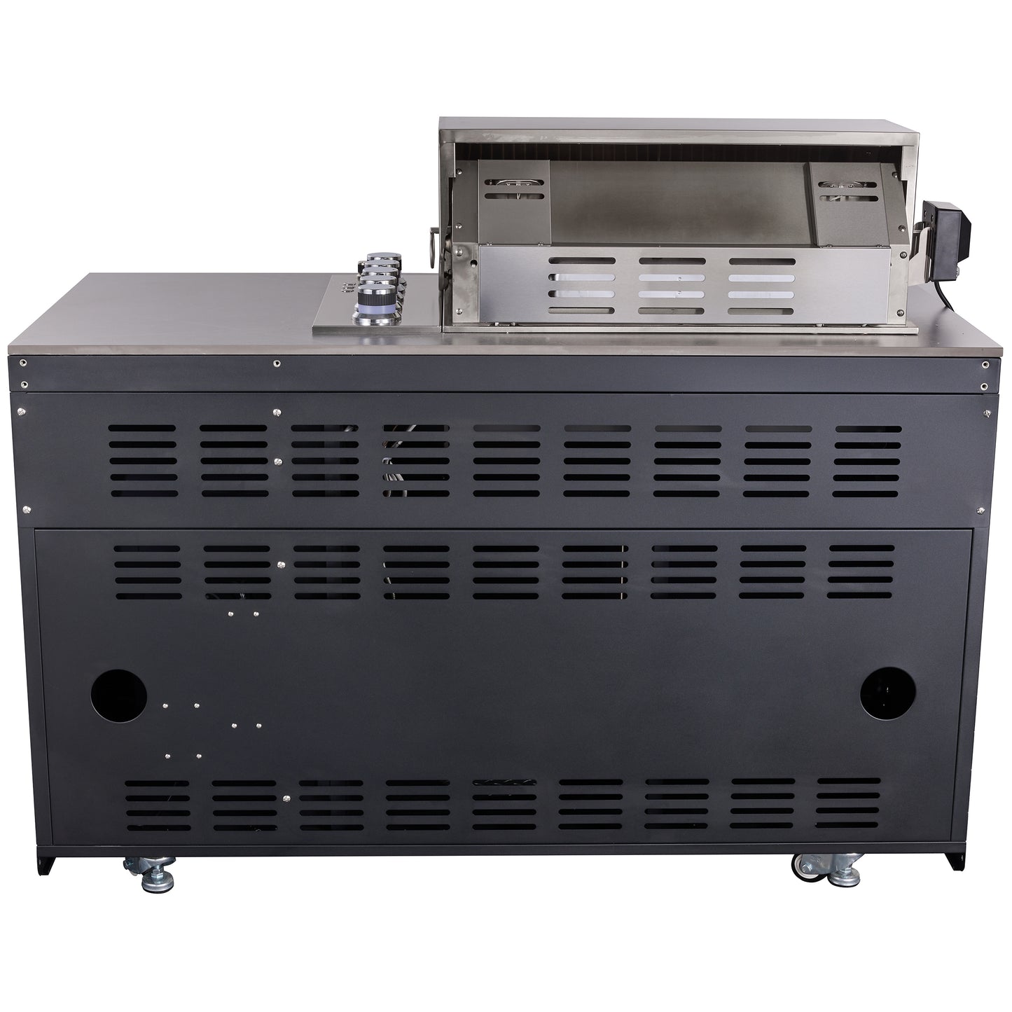 Forno Rimini Outdoor Kitchen 30" BBQ 62,600 BTU, 3 Burners with Sear & Rotisserie, 2.4 cu.ft. Beverage Center, Stainless Steel Sink, Black Cabinets & Gray Sintered Stone Countertop - Forno Appliances